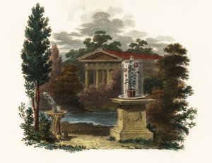 Invenciones científicas de Stephen Hales en un jardín.1802 (grabado) de Unbekannter Künstler