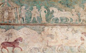 España, Aragón, Zaragoza, Palacio de la Aljafería, detalle de fresco