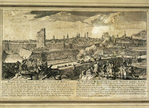 España : Guerra de Sucesión (1714). Asedio de Barcelona (grabado) de Unbekannter Künstler