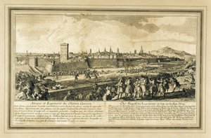 España: Guerra de Sucesión (1714). Asedio de Barcelona. (grabado) de Unbekannter Künstler