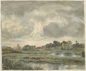 Stafford - Vista distante desde el este: pintura en acuarela, nd [?siglo XIX] de Unbekannt