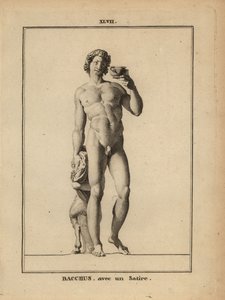 Estatua de Baco, el dios romano del vino, desnudo con un sátiro de Unbekannt