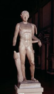 Estatua de un joven con los atributos de Mercurio, romana