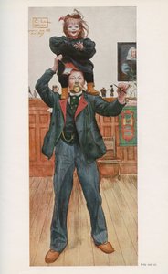 Ilustrador sueco Carl Larsson (1853-1919) con su hija Brita. Acuarela de 