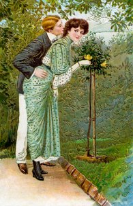 Rosa dulce - pareja en el jardín de Unbekannter Künstler