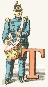 T - Tambor - Alfabeto Infantil, Ediciones Gordinne 1920 (grabado) de Unbekannt