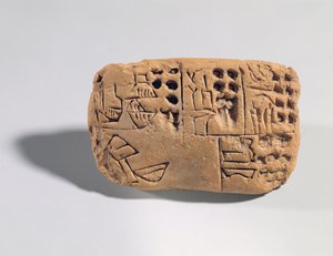 Tabla con inscripción pictográfica, Período Protoliterario, c.3300 a.C. (arcilla)