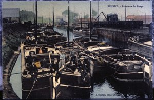 El canal de Beuvry. c.1910 (tarjeta postal) de Unbekannter Künstler