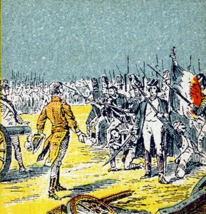 Los Cien Días: Derrota de Napoleón I Bonaparte en Waterloo en 1815. Grabado en "Historia de Francia". Serie de imágenes publicitarias publicadas en nombre de Louit, circa 1920 de Unbekannt