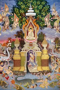 La vida de Buda, fresco mural, monasterio de Wat Maniratanaram, Phnom Penh, 2022 (foto) de Unbekannter Künstler