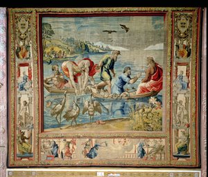 La pesca milagrosa, de los Tapices de Bruselas, réplicas de la serie vaticana de Rafael de los Hechos de los Apóstoles de Unbekannt
