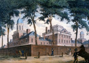 El Hospital de Pensilvania en Filadelfia, hacia 1800 (grabado) de Unbekannter Künstler