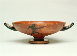 La Persecución de Perseo, kylix de figuras negras áticas hecho por el Maestro Pepaks, 525-520 AC de Unbekannt