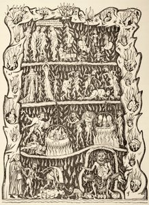 Los Tormentos del Infierno, de una miniatura en un manuscrito del siglo XII destruido después de un incendio en la Biblioteca de Estrasburgo durante un bombardeo prusiano de Unbekannt