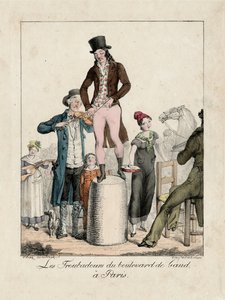 Los trovadores del Boulevard de Gand, París, hacia 1820 (grabado) de Unbekannter Künstler