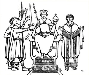 La coronación del Rey Harold Godwinson de Unbekannt