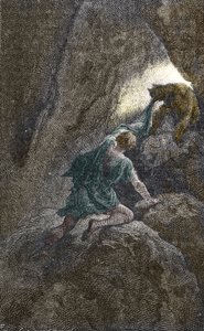 La fuga de Aristomenes de la cueva donde estaba prisionero de Unbekannter Künstler