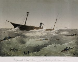 El fracaso de los anglosajones en Terranova (Canadá). Litografía (34,4x43,4 cm) de F. Sala et Co. de Unbekannter Künstler