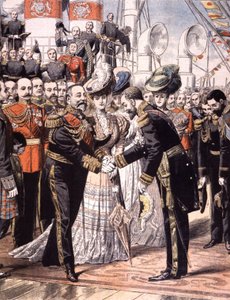 El vicealmirante francés Caillard recibido por Edouard VII (1904) de Unbekannter Künstler