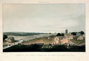 La Île de France (Mauricio), vista occidental del molino de Pondre, donde permanecía estacionado el ejército británico el 30 de noviembre de 1810. Aguafuerte en colores de Unbekannter Künstler