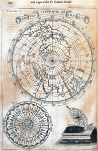 La hora, tabla del general Kircher de los husos horarios del mundo conocido de Unbekannter Künstler