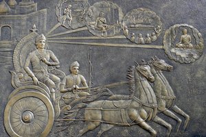 Templo budista Tinh Xa Ngoc Chau, La vida del Buda, Siddhartha Gautama, El príncipe Siddhartha pidió a un auriga que lo llevara en una serie de paseos por el campo, Chau Doc, Vietnam, 2018 de Unbekannt