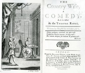 Página de título del guion de The Country Wife en el Royal Theatre de Unbekannt