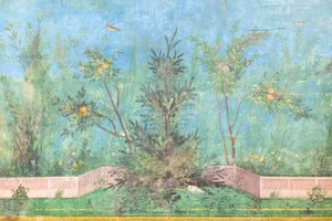 Triclinio de la casa de Livia, fresco, 20 - 10 a.C., museo nacional romano (museo nazionale romano), Roma, Italia