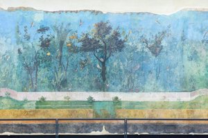 Triclinio de la casa de Livia, fresco, 20 - 10 a.C., museo nacional romano (museo nazionale romano), Roma, Italia