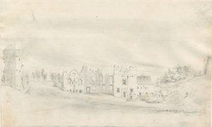 Castillo de Tutbury: dibujo a lápiz, nd [?siglo XIX] de Unbekannt