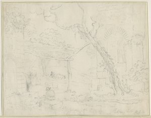 Castillo de Tutbury: dibujo a lápiz, nd [?siglo XIX] de Unbekannt