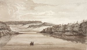 Dos hombres remando en un lago, Atlántico Sur
