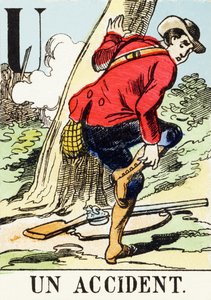 U: Un accidente - El Alfabeto de la Caza, c.1890