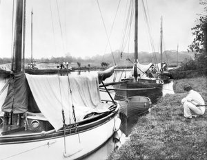 Reino Unido: Yates y embarcaciones fluviales en Wroxham Broad. Norfolk Broads