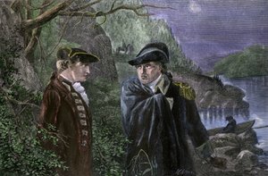 Guerra de Independencia de los Estados Unidos de América (1775-1783): Benedict Arnold (1741-1801) traicionó a su patria prometiendo entregar West Point a Inglaterra, julio de 1780. Arnold ofreció devolver el fuerte a los británicos a cambio de 20.000 libra de Unbekannter Künstler