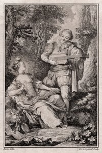 Escena de género sin título, París 1766 (grabado) de Unbekannter Künstler