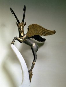 Asa de jarrón en forma de íbice alado, período aqueménida, de Irán, c.500 a.C.