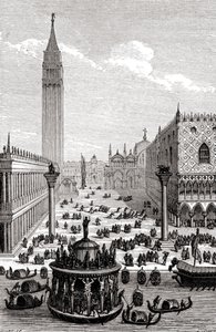 Venecia - Plaza de San Marcos con catedral y góndolas de Unbekannter Künstler
