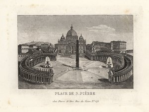 Vista de la Plaza de San Pedro, con la Basílica de San Pedro y el obelisco egipcio antiguo de Unbekannt