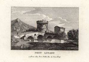 Vista del Puente Lucano y el Mausoleo de los Plautii, Pont Lucano o Ponte Lucano, en el camino a Tívoli
