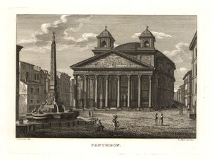 Vista del Panteón y la Fontana del Panteón, Roma