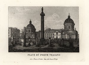 Vista de la Plaza del Foro de Trajano con la Columna de Trajano, Place du Forum Trajano, Roma de Unbekannt