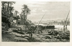 Vista del Puerto de Asuán en Egipto - Ilustración del Atlas de Egipto de Unknown