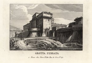 Vista del castillo romano de Grottaferrata, Roma
