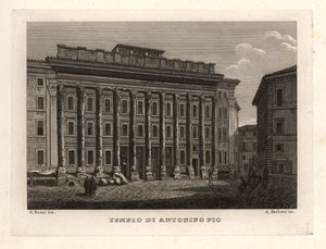 Vista del Templo de Antonino y Faustina, Tempio di Antonino Pio, Roma de Unbekannt