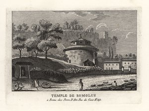 Vista del Templo de Rómulo, la basílica de Santi Cosma e Damiano, Foro, Roma de Unbekannt