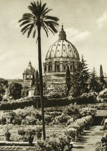 Vista de los Jardines del Vaticano y la Basílica de San Pedro en Roma