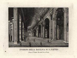 Vista del interior de la Basílica de San Pedro, Basilica Sancti Petri, Roma de Unbekannt