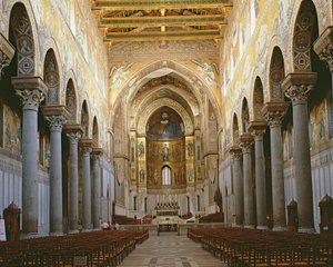 Vista de la nave de la Catedral de Monreale, Sicilia de Unbekannt