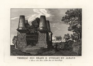 Vista de las ruinas del Mausoleo de los Horacios y Curiacios en la Vía Apia, Roma de Unbekannt